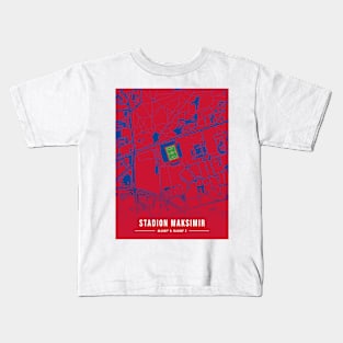 Maksimir Stadion Blue Map Design Kids T-Shirt